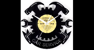 LP wandklok garage - Vinyl - Klok - Car Service - 26 CM