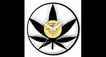 Vinyl Klok Met Groot Wiet Blad - Lp Klok Cannabis - Ø 30 CM