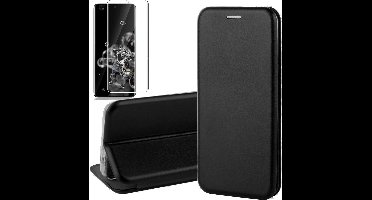 Hoesje geschikt voor Samsung Galaxy S20 Ultra - Screen Protector GlassGuard - Book Case Kunstleer ThinShield Zwart & Screenprotector