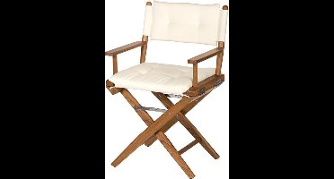 Regisseursstoel Teak DeLuxe met Crème kussenset (Geolied)