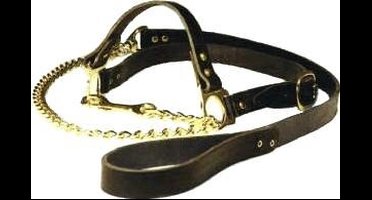 Keuringshalster met ketting, zwart LEER, koe