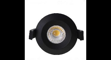 LED spot Fernando - inbouwspot rond 6W - 1 stuk - mat zwart IP65 brandwerend 3000K
