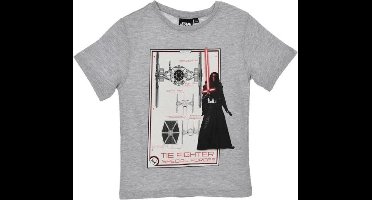 Star Wars - T-shirt - Kylo Ren & Tie Fighters - Model "Kylo Ren Defending Tie Fighters" - Grijs / Wit - 104 cm - 4 jaar - 100% Katoen