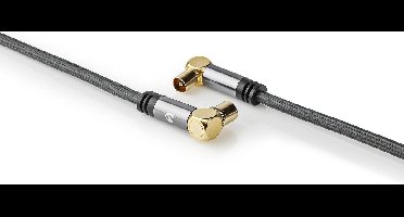 Nedis Coaxkabel - IEC (Coax) Male - IEC (Coax) Female - Verguld - 75 Ohm - Viervoudig Afgeschermd - 5.00 m - Rond - Katoen - Grijs / Gun Metal Grijs - Cover Window Box