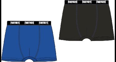 2 Pack Boxershorts - Fortnite - blauw - zwart - maat 164 cm / 14 jaar
