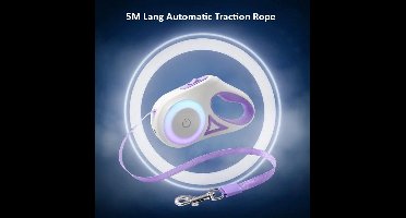 Huisdier Riem 5Meter -(BATTERIJ NIET INBEGREPEN)- Honden - Hond -Poes - Kat - Zaklamp ingebouwd - 6 Verschillende Zij Led Licht - Huisdieren - 35KG Trekbaar