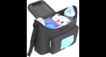 Kinderwagen organizer - Buggy tas Organizer - 31x10x22cm - Kinderwagentas met Disposer van vochtige doekjes - Wandelwagen organizer - Luiertas - Universele Pasvorm voor Alle Wandelwagenmodellen - Zwart
