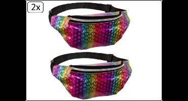 2x Buik/Heup tasje regenboog - verstelbaar - Zomer festival thema feest party fun pride Carnaval optocht evenement
