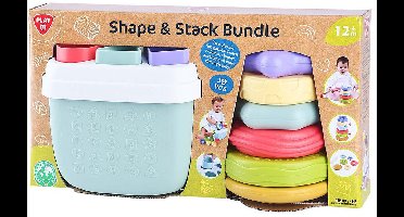 Play vormenstoof en stapel speelgoed - educatief biobased speelgoed 19-delig.