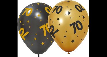18 ballonnen 12" 3 met goud / 3 zwart 70 jaar Golden Celebrations - Versiering Slinger Feestdecoratie Decoratie Verjaardag Jubileum Ballon Feest