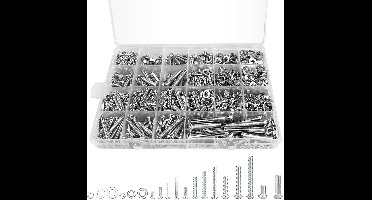 Allecto Premium - 1080-delige Schroeven Set M3 M4 M5 M6 Assortiment van Machine Schroeven en Moeren - Verzinkt - Duurzame Schroevenassortiment