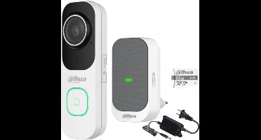 Dahua Slimme WiFi Videodeurbel Set met Gong, Voeding en 64GB SD-kaart (Wit) zonder abonnement!
