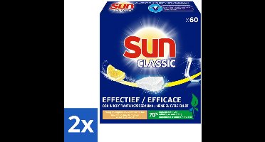 Sun Classic - Vaatwastabletten - Voordeelverpakking - Citroen - 60 Tabletten - Voordeelverpakking - 2 stuks