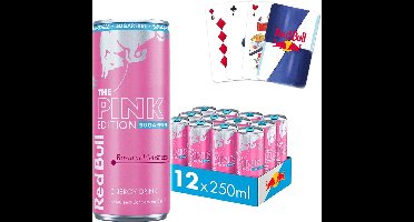 Red Bull The Pink Edition Wildberry - Suikervrije Energiedrank - Sugarfree Energy Drink - 12x250 ml (3000ml) + Red Bull Kaartspel