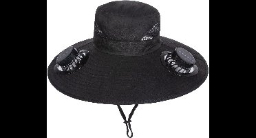 Buitenzonnehoed met brede rand - voor buitenactiviteiten - Met ventilator - zonne-laadventilator - brede rand hoed met zonne-ventilator - voor mannen en - Zonnehoed Met Ventilator - zwart