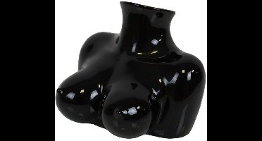 Vaas - Borsten - Keramiek - Zwart - 6,5x12,5x13cm