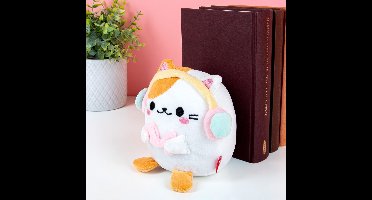 Invotis Kawaii Kat Boekensteun - Wit/koptelefoon