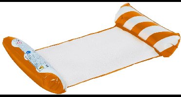 Eddy Toys Luchtbed Zwembad – Luchtmatras Zwembad Volwassenen vanaf 14 jaar – Opblaasbed met Hoofd- en Voetrol – Tot 80 kg – Voor Ondiep Water – Inclusief Reparatiepatch - Oranje