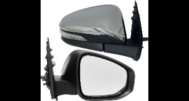 BILMAX Rechter Buitenspiegel vervanging voor Toyota Hilux 2016-2024 elektrisch verstelbaar, handmatig inklapbaar, met richtingaanwijzer, niet verwarmd, chroom, 5 kabels