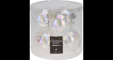 Kerstbal 80mm iriserend koker a 6 glas.