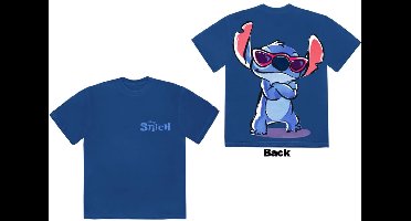 Disney - Stitch Logo Heren T-shirt - S - Blauw