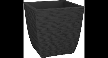 EDA Plantenbak Carre Diva Vulcania stone zwart 43,5 x 43,5 x 44,2 cm