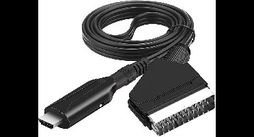 SCART-adapter naar HDMI - Converter - SCART naar HDMI-kabel Video Audio - Video adapter kabel - Plug & Play - Converteradapter - Omvormer - Geschikt voor HDTV , STB - Zwart