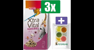 Beaphar papegaaienvoer 1 kg – 3 Zakken – Inclusief 6 stuks PetsHome Fruitkuipjes