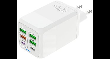 150W 4 x USB + 2 x USB-C / Type-C Multi-port Snellader - Oplader Adapter voor 6 Apparaten tegelijk - Geschikt voor Smartphones, Tablets etc. - wit