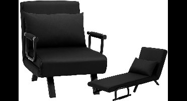 Livista 3-in-1 Uitklapbare Slaapstoel Belastbaar Tot 100 kg Zwart - Inklapbare Slaapbank Met Verstelbare Rugleuning - Modern Design Logeerbed - Slaapfauteuil