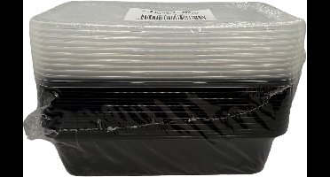Magnetron Maaltijdbakjes 500 ml – Herbruikbaar – Zwart – BPA-vrij – Met Deksel – Vriezer- & Vaatwasserbestendig – 10 stuks