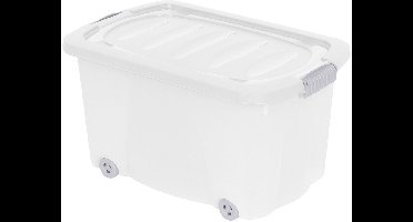 Storage Solutions Opberg box/doos met wieltjes - kunststof - 60 x 39 x 32 cm - met deksel - opruimen - organiseren