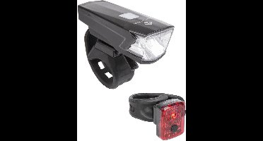 M-wave Verlichtingsset Atlas 15 Usb Led Batterij Zwart/rood