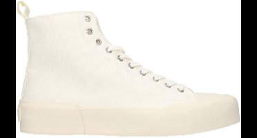 Fabric Lace-Up Sneakers with Rubber Sole - Beige
