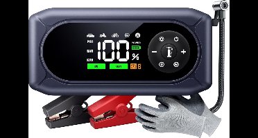 Jumpstarter met Compressor - Startkabels - Starthulp voor Auto - Accubooster - Zwart
