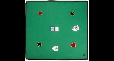 Kaartkleed – 150 x 150 cm – 100% Katoen – Met 4 Applicaties – Wasbaar – Extra Groot Speelkleed voor Kaartspellen en Spelavonden – Engelhart
