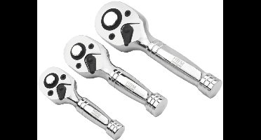 3 Delige Korte Ratelset 85 - 140 mm (1/2", 3/8", 1/4")