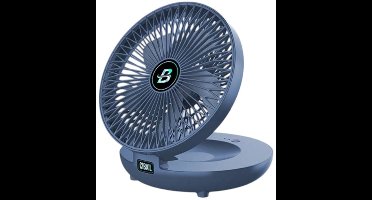 S&E Draagbare Oplaadbare Mini Ventilator – 1200 mAh – Draagbaar & Muurbevestiging - Blauw