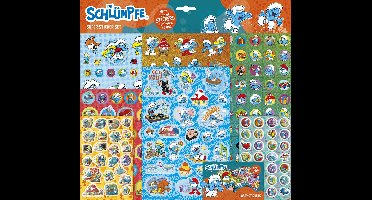 De Smurfen Totum super sticker set XL -7 vellen incl. luxe metallic en laser stickers 38 x 36 cm creatief speelgoed knutselen stickeren
