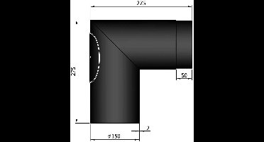 Kachelpijp Ø 150 - Bocht 90° - veegluik - staal - zwart - 2mm