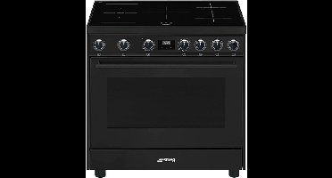 Smeg C91IEA9, Vrijstaand fornuis, Zwart, Draaiknop, Touch, 1,5 m, Inductiekookplaat zones, 5 zone(s)