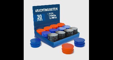 DESQ® Grote Magneten Set – 20 x 7,5 mm – Draagkracht 200 gram – Gecoat magneetoppervlak – Sterke Magneten – Griprand – 30 stuks – Blauw Zwart Rood