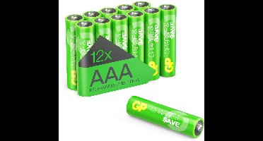 GP Charge&Save, oplaadbare Batterijen AAA 650mAh, NiMH – 12 stuks | Geoptimaliseerde capaciteit voor dagelijks gebruik | AAA batterijen oplaadbaar, voorgeladen, lage zelfontlading, duurzaam alternatief voor wegwerpbatterijen