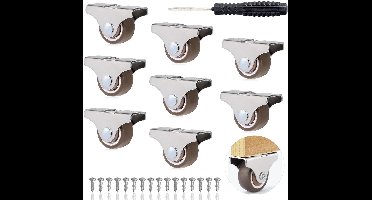 wielen - transportwielen - vergrendelend - 8 stuks - Metaal Nylon Rubber - Laadvermogen 96 kg - silver