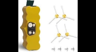 5000 mAh Geschikt voor iRobot Roomba R3 500 600 800 900 510 530 532 535 540 550 560 562 570 580 620 630 650 660 760 780 790 880 Vervangende accu (4 Veegborstels + 4 Schroeven)