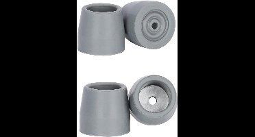 Looptips, 4 stuks universele vervangende tips voor rollators met 25 mm schacht, gereedschapsloze loopaccessoire, 2 paar in grijs