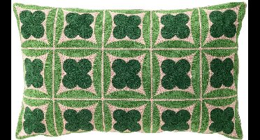 Dutch Decor CLOVER - sierkussen 30x50 cm - geometrisch - geborduurd - Courtyard - groen - Inclusief binnenkussen - Luxe kussens voor woonkamer & bank