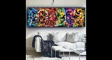 Canvas poster - Filmposter - Superhelden collage - Epische actie film - 150x50 - Muurposter - Binnenposter - Kado - Zonder lijst - Film poster - Trendy - Groot formaat