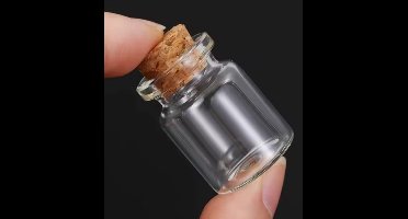 8 Stuks Mini Glazen Potjes 1,8 x 1,3cm met kurk - Decoratie - Poppenhuis inrichting - Schaal 1/12 - Flesjes