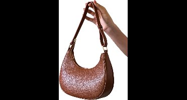 S&E Halvemaan Schoudertas – Modern, Opvallend & Ideaal voor Dagelijks Gebruik - Bruin